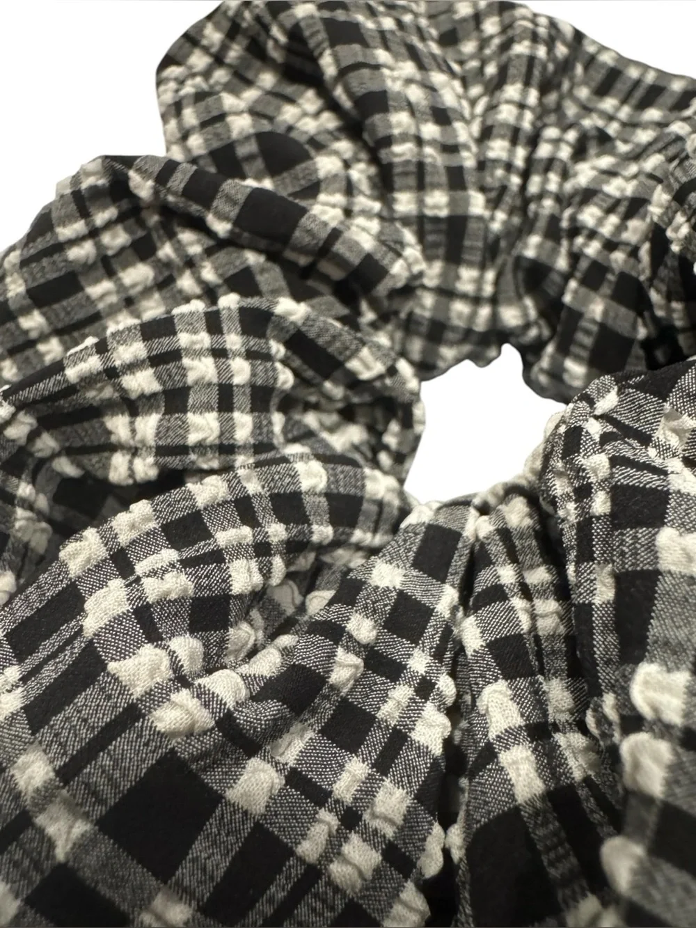 Lululemon gingham Seersucker Check Gathered Headband scrunchie White Black NWT